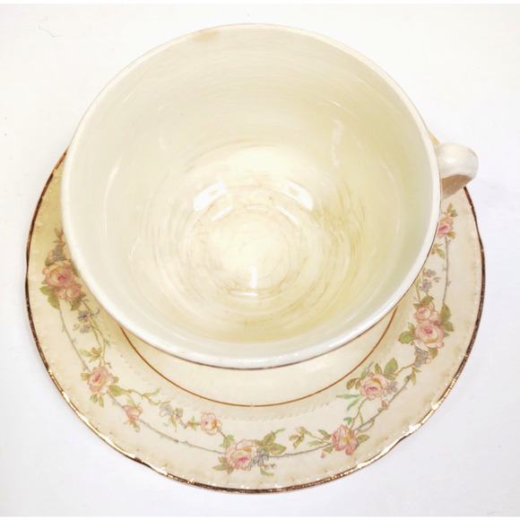 Vintage Tea Cup And Saucer Crooksville China USA Gold Trim Farmhouse 1950's - Picture 4 of 7